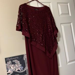R&M Richards Mauve Dress with poncho style sequins